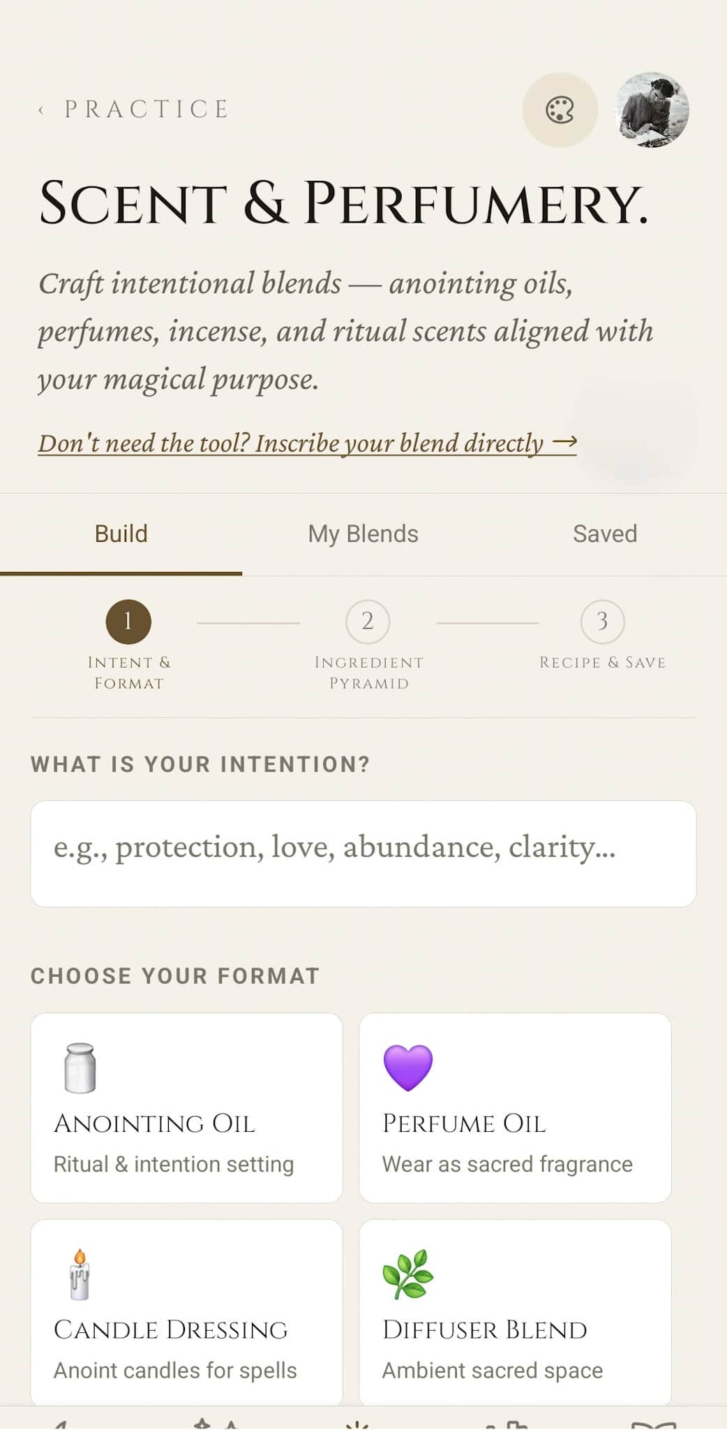Digital Scent Magic wizard for ritual oil and incense blending for solitary witches