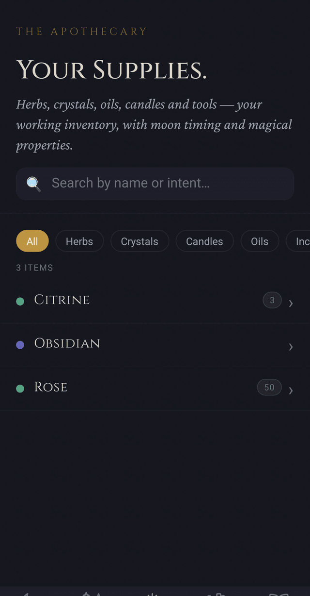 Grimoire apothecary — magical pantry stock tracker