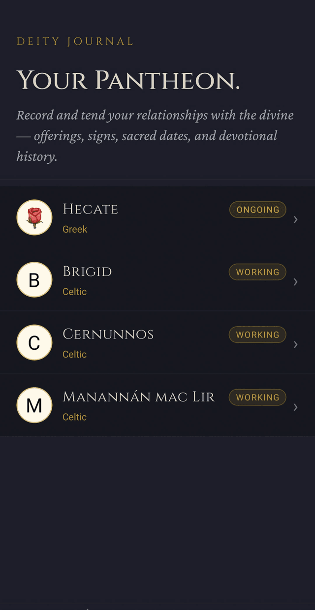 Grimoire Deity Journal — devotional record-keeping for solitary witches